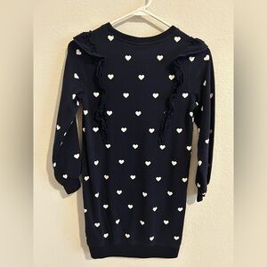 GAP Blue and White Casual Sweater Dress with Long Puff Sleeves and Crew Neck